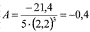 latex:A=\frac{-21,4}{5*({2,2})^3}=-0,4